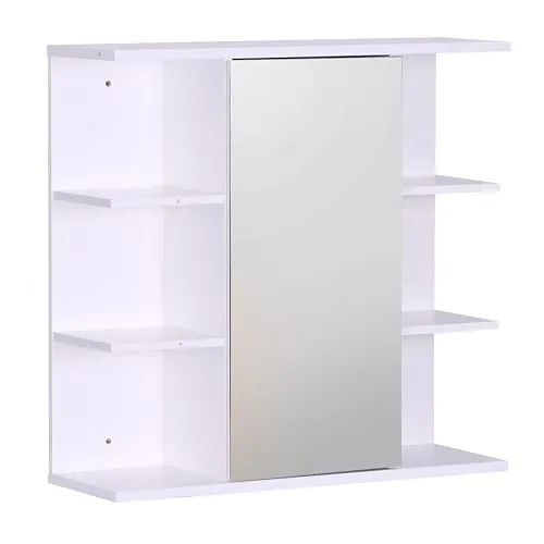 relaxdays Spiegelschrank mit 8 Ablage weiß