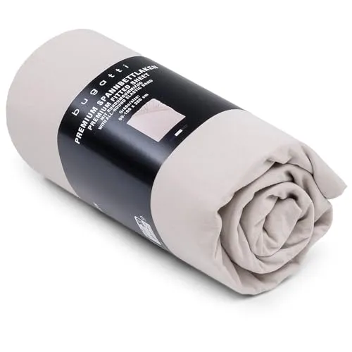 bugatti Spannbettlaken 90x200-100x200 cm - Hochwertiges Spannbetttuch aus 97% Baumwolle, besonders weich und ideal für Matratzen bis 25 cm Höhe. Maschinenwaschbar und trocknergeeignet für langfristige Nutzung.