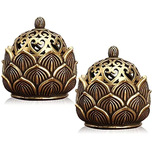 Misazy Räucherkegel Halter 2 Stück Räucherkerzen Halter Lotus Räuchergefäß Räucherstäbchen Halter Weihrauchbrenner Räucherstäbchenhalter Incense Holder für Zuhause BüroTeehaus Dekoration, 4cm