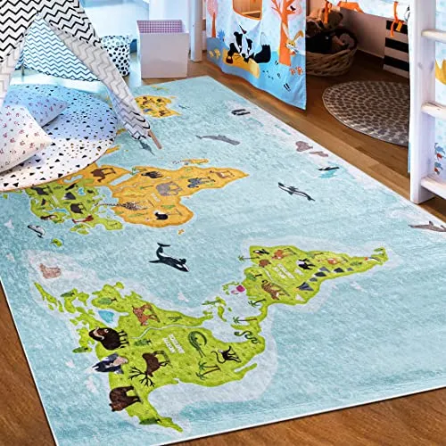 Mazovia Kinderzimmerteppich Antirutsch 80 x 150 cm in blau von Mazovia