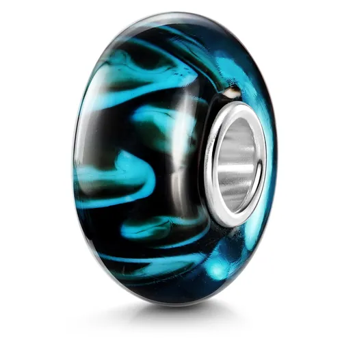 MATERIA Glas Bead schwarz blau Element für Beads Armband