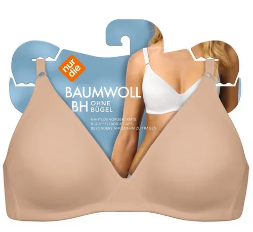 Nur Die Baumwoll BH bügelloser Softcup-BH, 75B, weiß