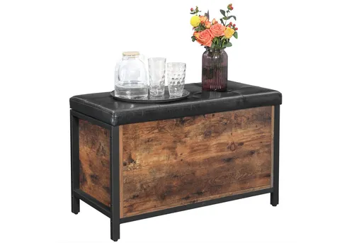 VASAGLE Sitzbank mit Stauraum – Vintage Style in braun von VASAGLE