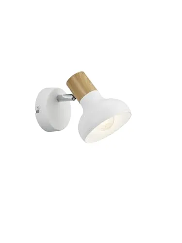 lightling Wandlampe Larissa aus Metall, mit Holz-Optik, Wand- und Deckenmontage, exkl. 1 x E14 max. 10W, Höhe 17 cm, Breite 12 cm, weiß matt