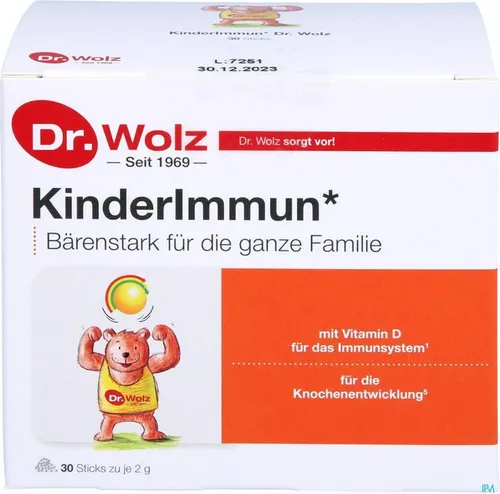 Kinderimmun Dr. Wolz 60 G - Nahrungsergänzungsmittel für Kinder, unterstützt das Immunsystem mit wichtigen Vitaminen und Zink, glutenfrei und vegetarisch, ideal für die tägliche Stärkung der Abwehrkräfte.