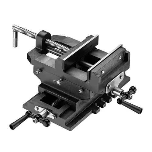 Wiltec Maschinenschraubstock 2 Achsen 150 mm, Schraubstock 40x37,5x16 cm aus Gusseisen, Arbeitsitsch für Kreuztisch, Frästisch, Werkbank