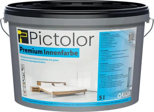 Pictolor® Premium Innenweiß Wohnraumfarbe5 Liter      Schneeweiß