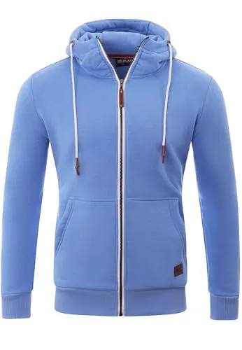 Reslad Sweatjacke Herren Kapuzenpullover | Hoodie Männer Zipper Pullover mit Kapuze Bequeme Baumwolle RS-1006 Hellblau M