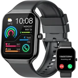 Smartwatch 1.96 Zoll Fitness Uhr mit Telefonfunktion SpO2 & Herzfrequenzmonitor 110+ Sportmodi Schlaftracking IP68 Wasserdicht - Schwarz