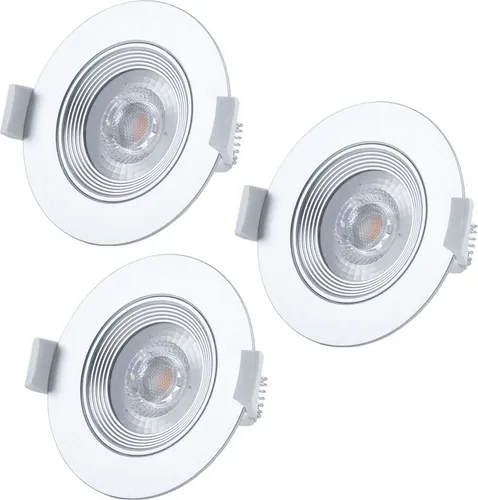 BRILONER Einbauleuchte 3er Set LED GU10 5W silber rund starr