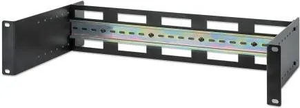 INTELLINET Tiefenverstellbarer 19 DIN-Hutschienenträger - 2 HE, flexibler Rackmontagerahmen mit einstellbarer Tiefe von 48 bis 174 mm für industrielle PoE-Switches und mehr