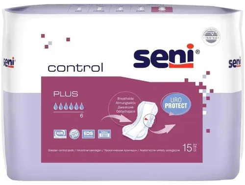 SENI CONTROL Plus - Atmungsaktive Inkontinenzeinlage - Inkontinenzeinlagen für leichte bis mittlere Harninkontinenz, mit antibakteriellem Superabsorber und seitlichen Auslaufsperren für optimalen Schutz und Komfort.