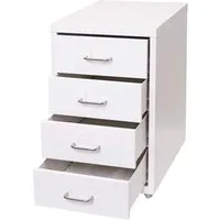 PROREGAL Rollcontainer Housten 48x28x41cm mit 4 Schubladen in Weiß - Kompakter Rollcontainer mit 4 geräumigen Schubladen und Haltegriffen für optimale Organisation im Büro. Dank der vier Laufrollen flexibel bewegbar und aus robustem Stahl für langlebige Nutzung.
