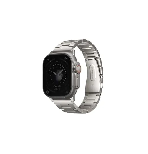 Uniq Osta Apple Watch Stahlband mit selbstverstellbaren Gliedern 49/45/44/42mm Größe Titan Silber, Titan-Silber, One Size, Minimalistisch