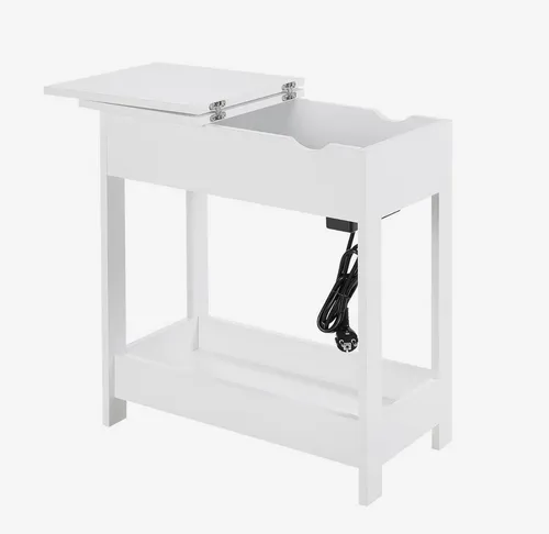 Eugad Beistelltisch Nachttisch mit Steckdose Sofatisch Konsolentisch 60x30 Weiß