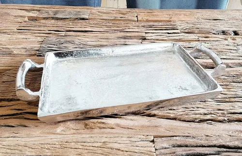 MichaelNoll Dekotablett Tablett Aluminium Griffe Serviertablett Metall - 42 / 65 / 82 / 112cm