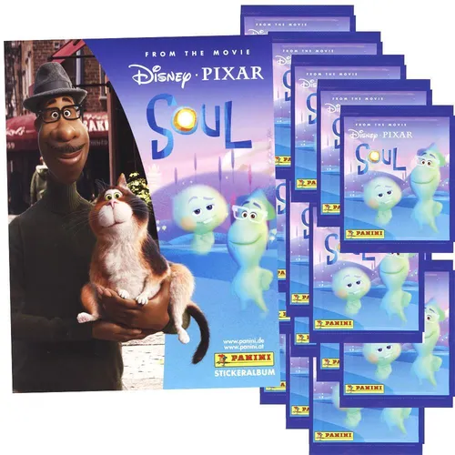 Disney Soul Movie - Sammelsticker - 1 Album + 20 Tüten - OVP Sammelsticker Packs, inklusive 20 ungeöffneter Sticker-Tüten für begeisterte Sammler und Disney-Fans, ideal zum Vervollständigen der Soul Movie Kollektion.