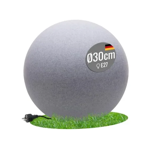 seasons design LED Kugelleuchte 30 cm Shining Globe (stone), E27, Leuchtmittel warmweiß – wetterfest – Kugellampe für außen (Garten, Terrasse, Balkon) und innen – robust & langlebig 8