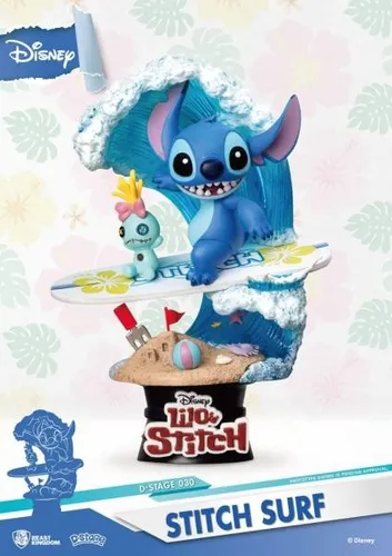 Disney Summer Series D-Stage PVC Diorama Surfer Stitch 15 cm - Spielfiguren, detailreiches 15 cm Diorama von Beast Kingdom, perfekt für Sammler und Fans von Disney!