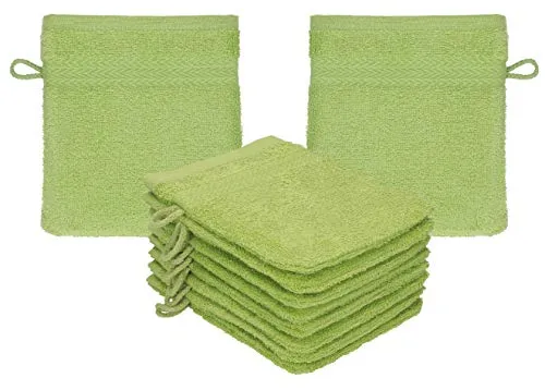 Betz Waschhandschuhe Premium 10 Stück 16x21 cm – 100% Baumwolle 470g/m² – Weiche Frottee Waschlappen – Pflegeleicht & saugstark - Farbe avocadogrün