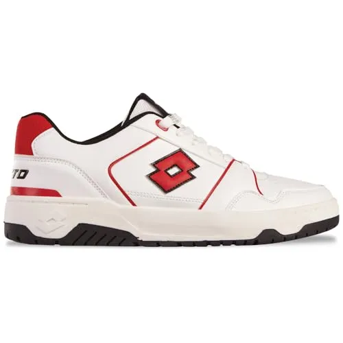 Lotto Retro-Sneaker - auch in Kindergrößen, Gr. 37, WHITE-RED - Modischer Unisex Sneaker im Retro-Stil, perfekt für Basketball und Alltag. Pflegeleichtes Obermaterial und robuste Konstruktion bieten Langlebigkeit und Komfort.