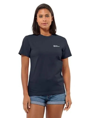 Jack Wolfskin Essential T Damen T-Shirt – Dunkel Blau Größe M - Hochwertiges Damen T-Shirt aus atmungsaktivem Material, perfekt für Outdoor-Aktivitäten oder den Alltag.