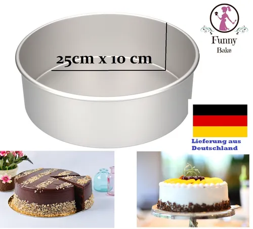 Profi Backform rund nahtlos 25 cm x 10 cm EXTRA HOCH Kuchenform Springform