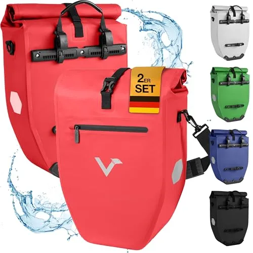 Valkental® Große & wasserdichte Gepäckträgertasche in rot von Valkental
