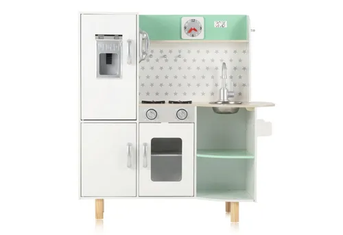 Baby Vivo Kinderküche Holzspielzeug – Spielküche mit Eismaschine - Holzspielküche für kreative Rollenspiele, inklusive beweglichem Wasserhahn und Eismaschine, ideal für Kinder ab 3 Jahren.