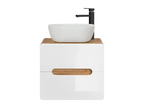 Waschtisch Badezimmer Waschbecken mit Aufsatz 60cm Hochglanz