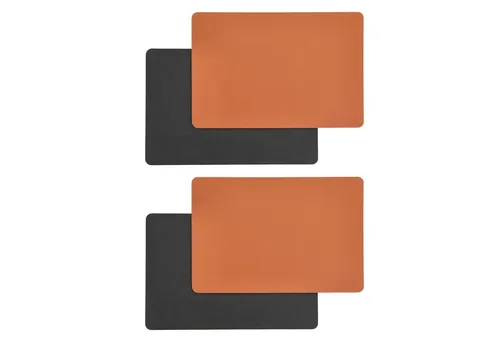 HAC24 Platzset Platzmatte Tischsets Untersetzer Oval oder Eckig Platzsets, (4-St), Kunstleder 45 x 36 cm Schwarz & Braun Wendbar
