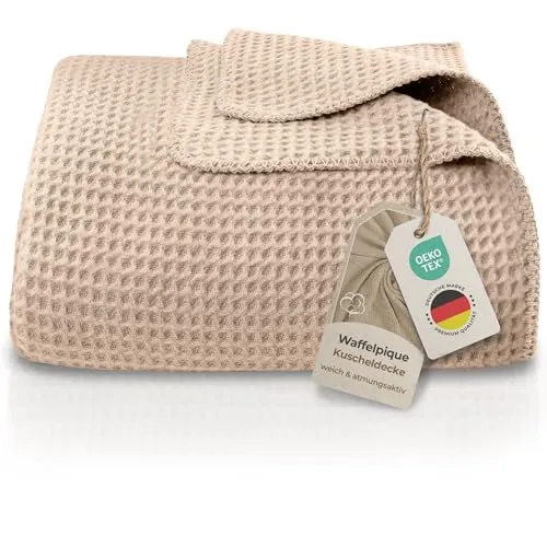 Laynenburg Wohndecke Waffelpique aus Baumwolle - Kuschelige Wohndecke in Waffelpique-Optik, ideal für jede Jahreszeit. Hochwertige Baumwollmischung sorgt für atmungsaktive Wärme und modernes Design.