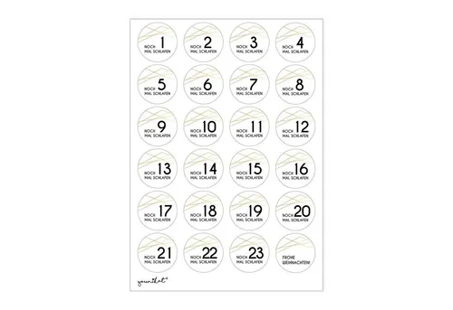 younikat Aufkleber 24 Adventskalender-Zahlen-Aufkleber