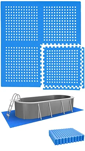 EYEPOWER 4,2 m² Poolunterlage - 12 EVA Matten für sicheren Badespaß - Fußmatten für Pools, schützt vor Rissen & Löchern, rutschfeste Unterlage für sicheren Einstieg und perfekte Dämpfung auf jedem Untergrund.