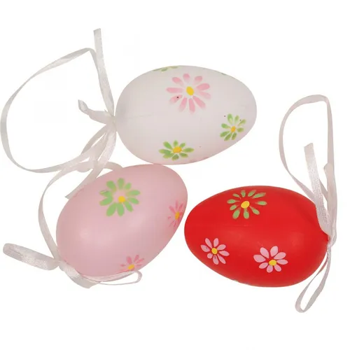 Ostereier Blumen Deko 6cm 12 Stk. Hängend Kunststoff, 12 Stück