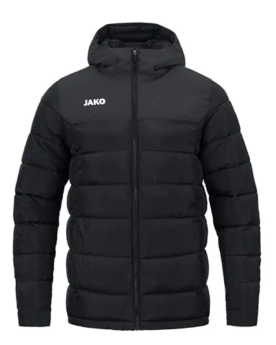 JAKO Uni Stadionjacke - 7210, schwarz, Größe L - Funktionsjacke mit wind- und wasserabweisendem Obermaterial, wärmeisolierender Wattierung und verstellbarer Kapuze – ideal für Sport und Freizeit bei jedem Wetter.