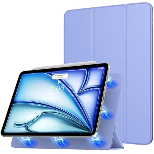TiMOVO Hülle für iPad Air 11 Zoll (M2) 2024, iPad Air 6./5./4. Generation 2024/2022/2020, Stark Magnetisch Trifold Ständer, Unterstützt Apple Pencil Pro/2nd/USB-C, Lavendel Violett