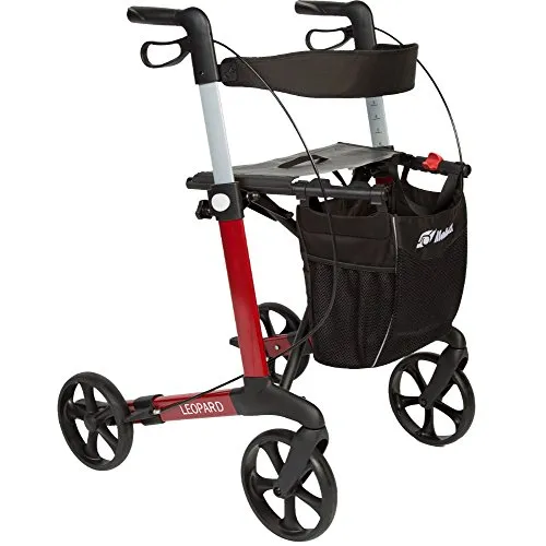 Mobilex Rollator Leopard rot - Stylischer Rollator in Leopard-Design, leicht und wendig für mehr Mobilität und Sicherheit im Alltag.