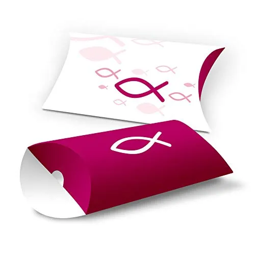 itenga Kissen Verpackung Gastgeschenk Geldgeschenk Fisch Taufe Kommunion Konfirmation Firmung Jungen Mädchen (10 Stück, Pink)