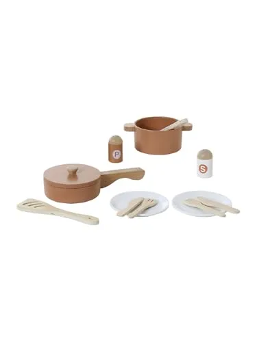 VERTBAUDET Küchenutensilien-Set Karamell aus Holz - Küchenhelfer-Set aus FSC-zertifiziertem Holz für Kinder ab 2 Jahren. Ideal für kreatives Spielen und das Nachahmen von Kochsituationen. Fördert Fantasie und soziale Fähigkeiten.