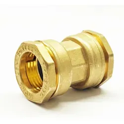 Messing PE Rohr Verschraubung Kupplung 50 x 50 mm - Hochwertige Messing PE Rohr Verschraubung Kupplung, ideal für Haustechnik und Bau. Robuster Klemmverbinder, einfach zu installieren und bis 16 bar belastbar.