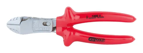 KS Tools Kraft-Seitenschneider 200mm - Zangen mit induktiv gehärteten Präzisionsschneiden, 40% Kraftersparnis, ideal für den Freileitungsbau und alle Drahtarten, nach DIN ISO 5749 und IEC 60900.