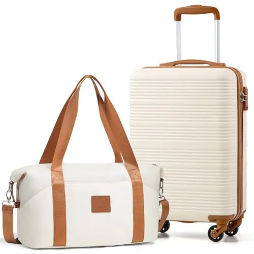 COOLIFE Handgepäck Koffer 55x35x20cm + 20L Reisetasche (40×25×20cm) für Ryanair & Easyjet mit 4 Silent Spinner Rädern & TSA-Schloss – ABS-Hartschale, Leicht Handgepäck Set