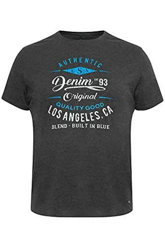 Blend BT Doppler Shirt Herren Big & Tall mit Print T-Shirt mit Aufdruck Große Größen bis 6XL aus 100% Baumwolle, Größe:4XL, Farbe:Charcoal Mix (200278)
