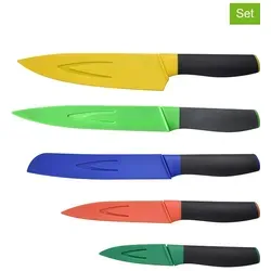 Set von 5 Küchenmessern mit Scheide/Schutz Casa Benetton in rot von Benetton