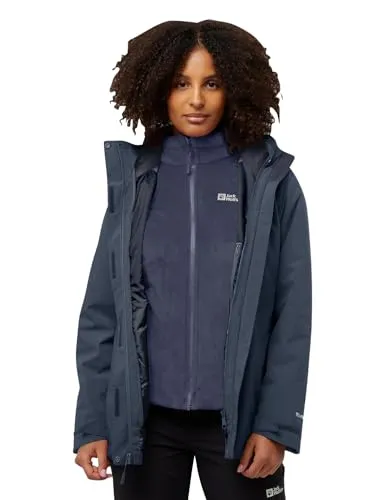 Jack Wolfskin 3-in-1-Funktionsjacke ROTWAND 3IN1 JKT W blau L (42/44) - Funktionsjacke mit TEXAPORE-Technologie, wasser- und winddicht, ideal für Outdoor-Aktivitäten und wechselhaftes Wetter.