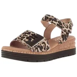 Gabor Damen Sandalette Leo Sandale - Wanderschuhe: Gabor Damen Sandalette aus hochwertigem Rauleder im trendigen Leo-Design, mit bequemem Keilabsatz und praktischem Klettverschluss für optimalen Tragekomfort.