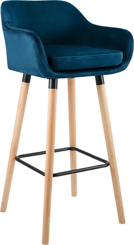 Deluke Barhocker Blau, Samt, 55x99x46 cm, für Esszimmer und Bar