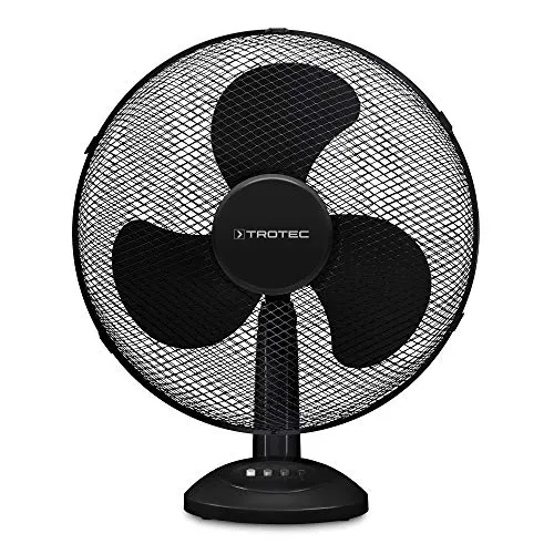 TROTEC Tischventilator TVE 18 – 50 Watt, oszillierend, leise und effektiv - Tischventilator mit 40 cm Durchmesser, 3 Geschwindigkeitsstufen, leise und ideal für Büros oder Schlafzimmer. Integrierter Tragegriff für einfachen Standortwechsel.