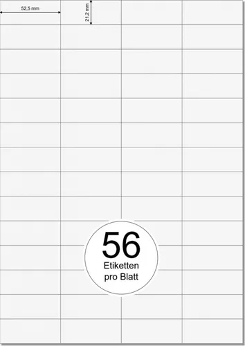 PRINTATION Papier-Etiketten (B52,5xH21,2mm) 25xA4 à 56 Eti. 1367847-NP